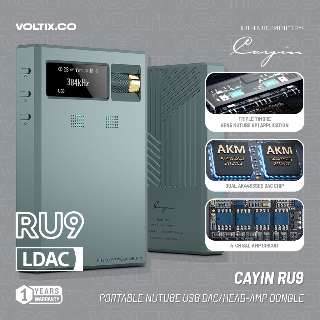 Cayin RU-9 / RU9 / RU 9 Portable Nutube 6P1 Vacuum Tube Dongle Garansi Resmi INTIUM