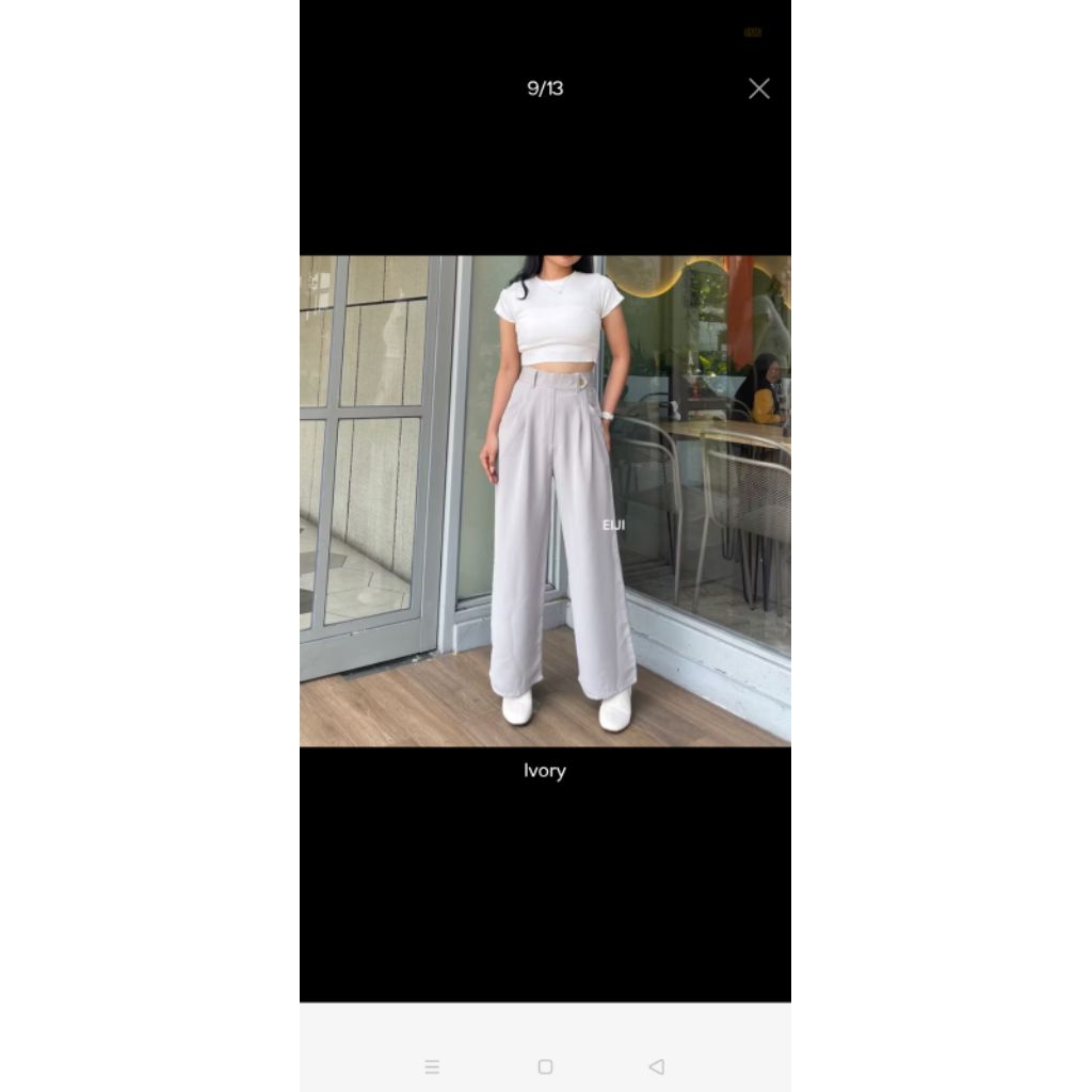 Pl loose pants warna ivory dari eidji