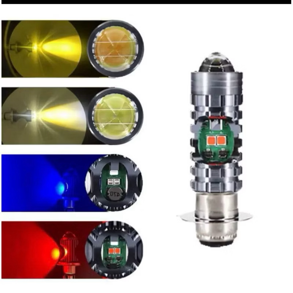 lampu utama led H6 laser AC DC D3 jauh dekat plus senja biru merah motor bebek matic