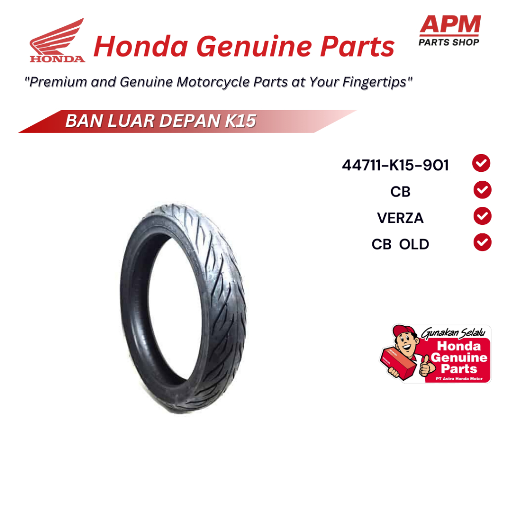 Ban Tubles Luar Depan | 100/80-17 | 44711-K15- 901| CB150R StreetFire (Old) Berkualitas Original AHM