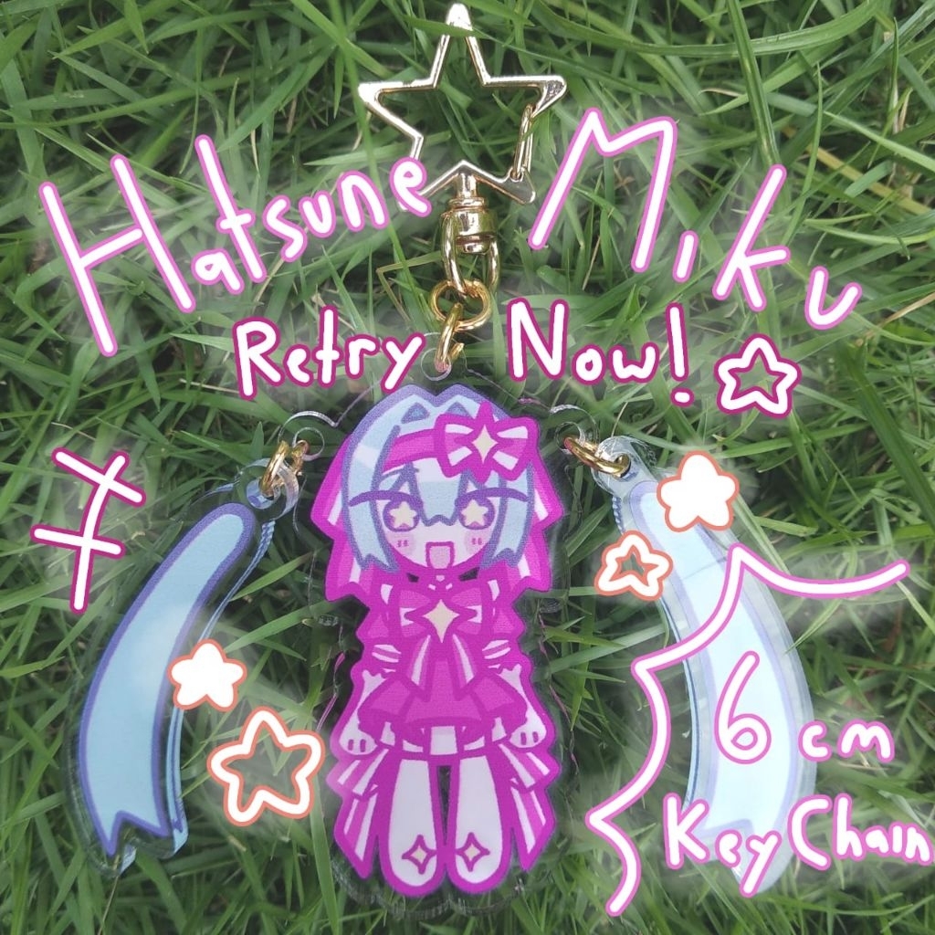 Retry Now Hatsune Miku Fan Made Keychain