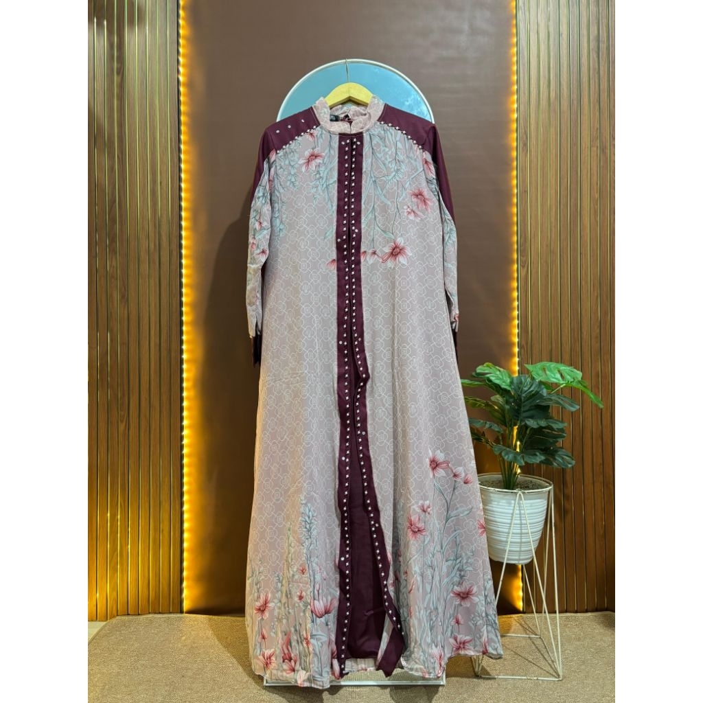 Abaya Motif Bunga Payet Mutiara By Uptofemale