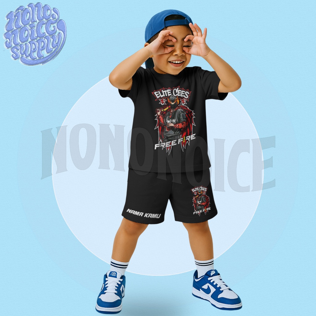 Setelan Kaos Anak Free Fire FreeFire Elite Cees FF / Baju Celana Pendek Setelan Anak FF Free Fire El