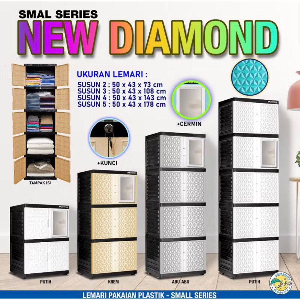lemari plastik tabitha 5 susun+kaca