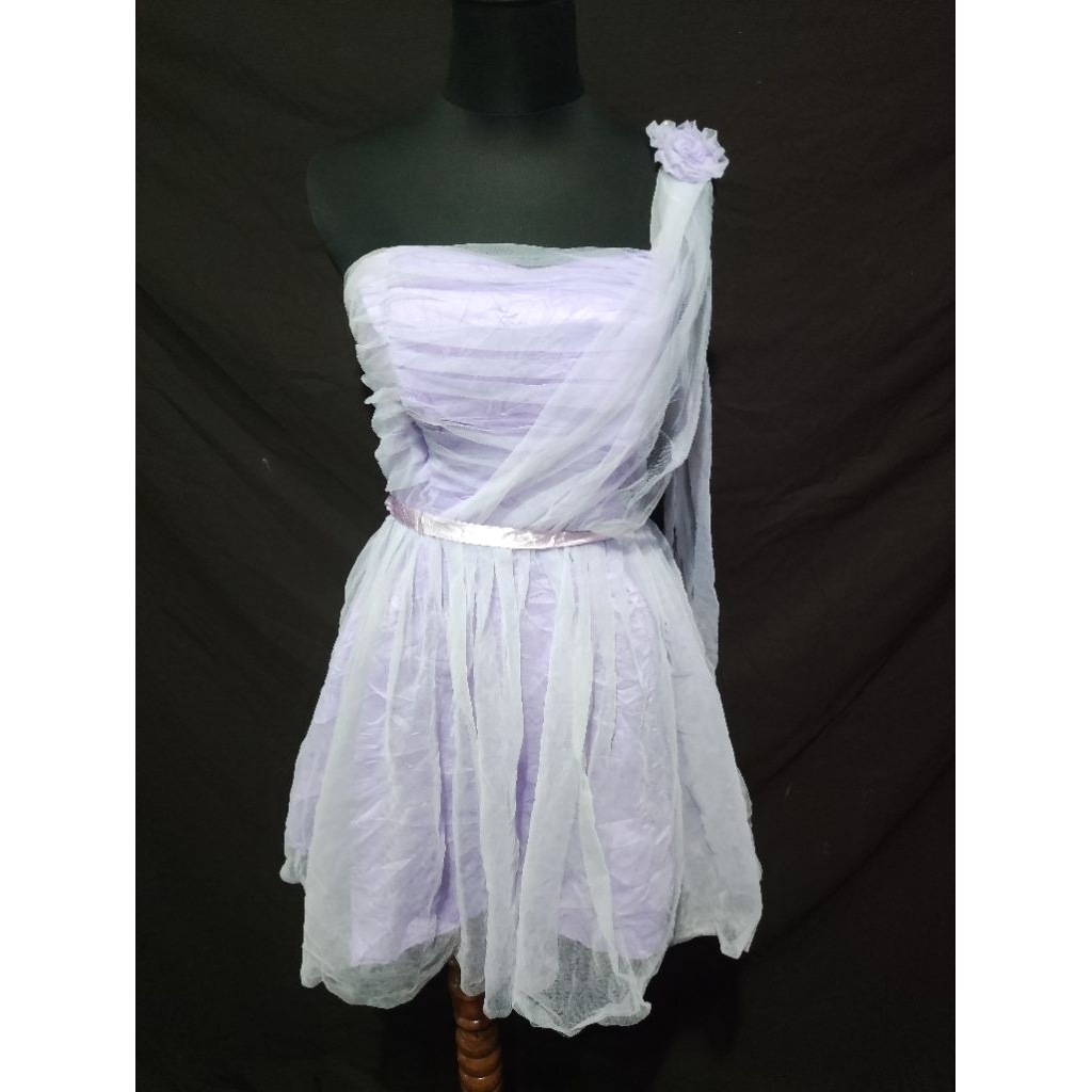 Baju Midi Dress Ungu Lilac