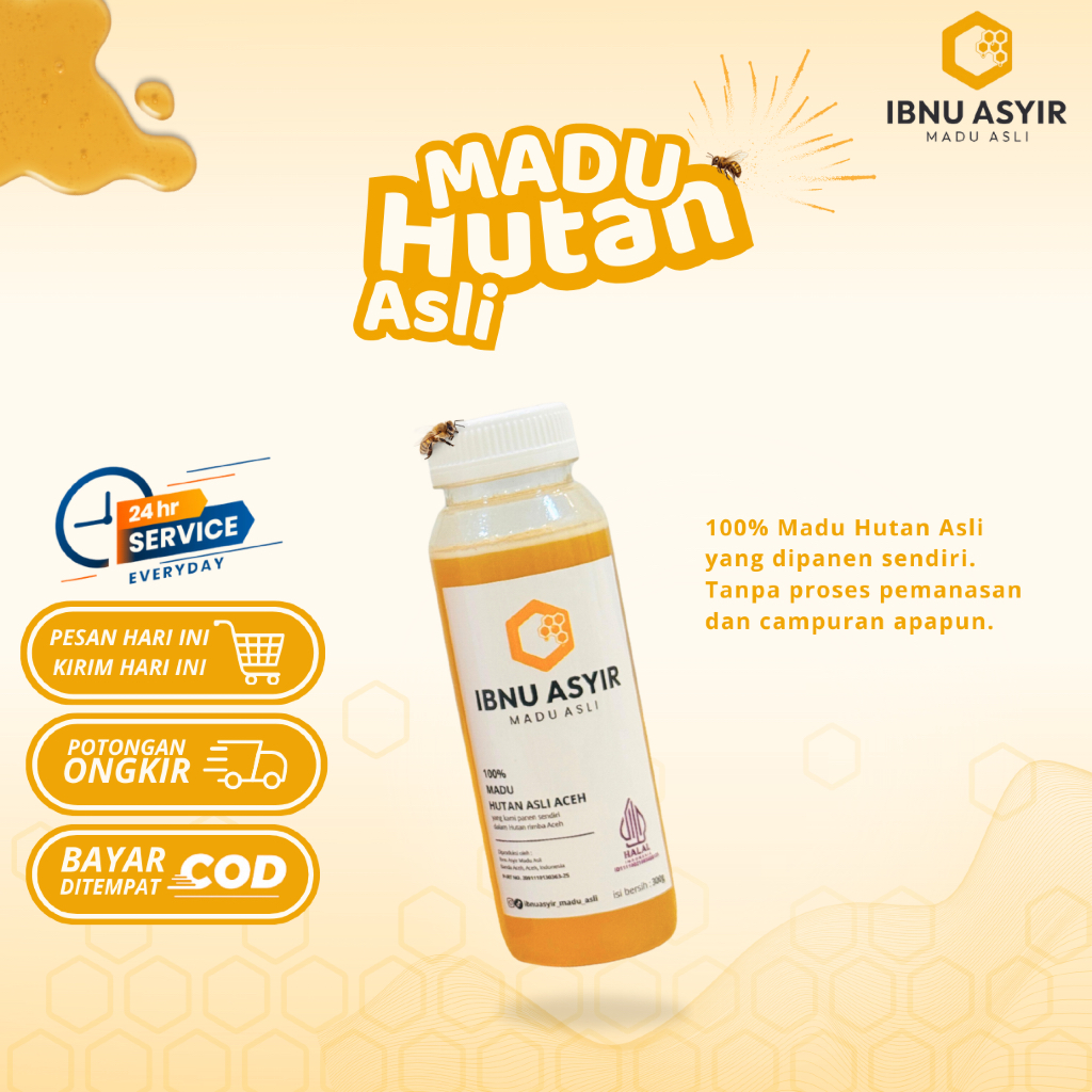 Madu Hutan Asli Ibnu Asyir 250ml (300g) Meningkatkan imunitas tubuh mengatasi penyakit Lambung Maag 