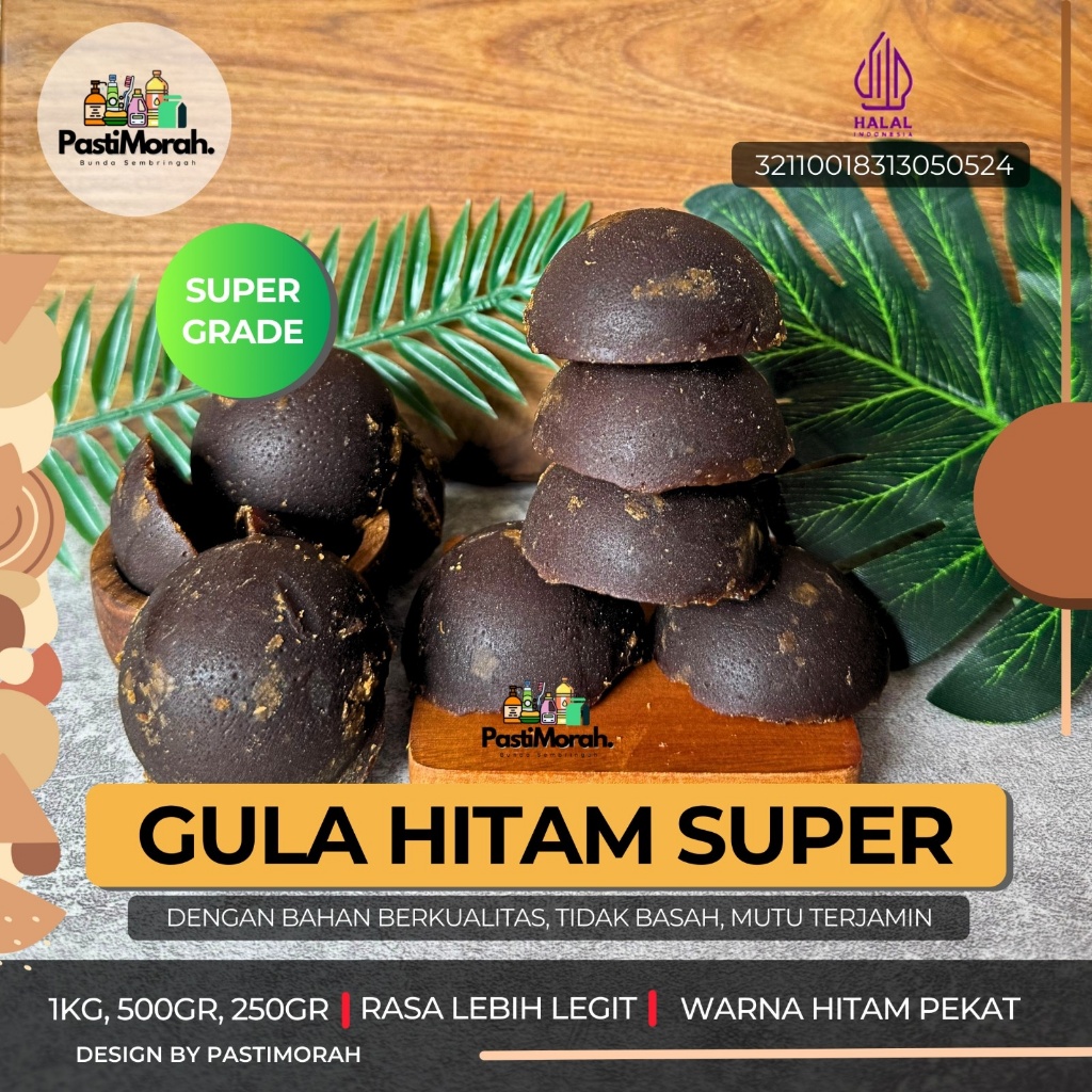 Gula Merah Hitam Batok Congkak Super 1KG, 500GR, 250GR HALAL Gula Merah Hitam Dakon Congkak Premium 