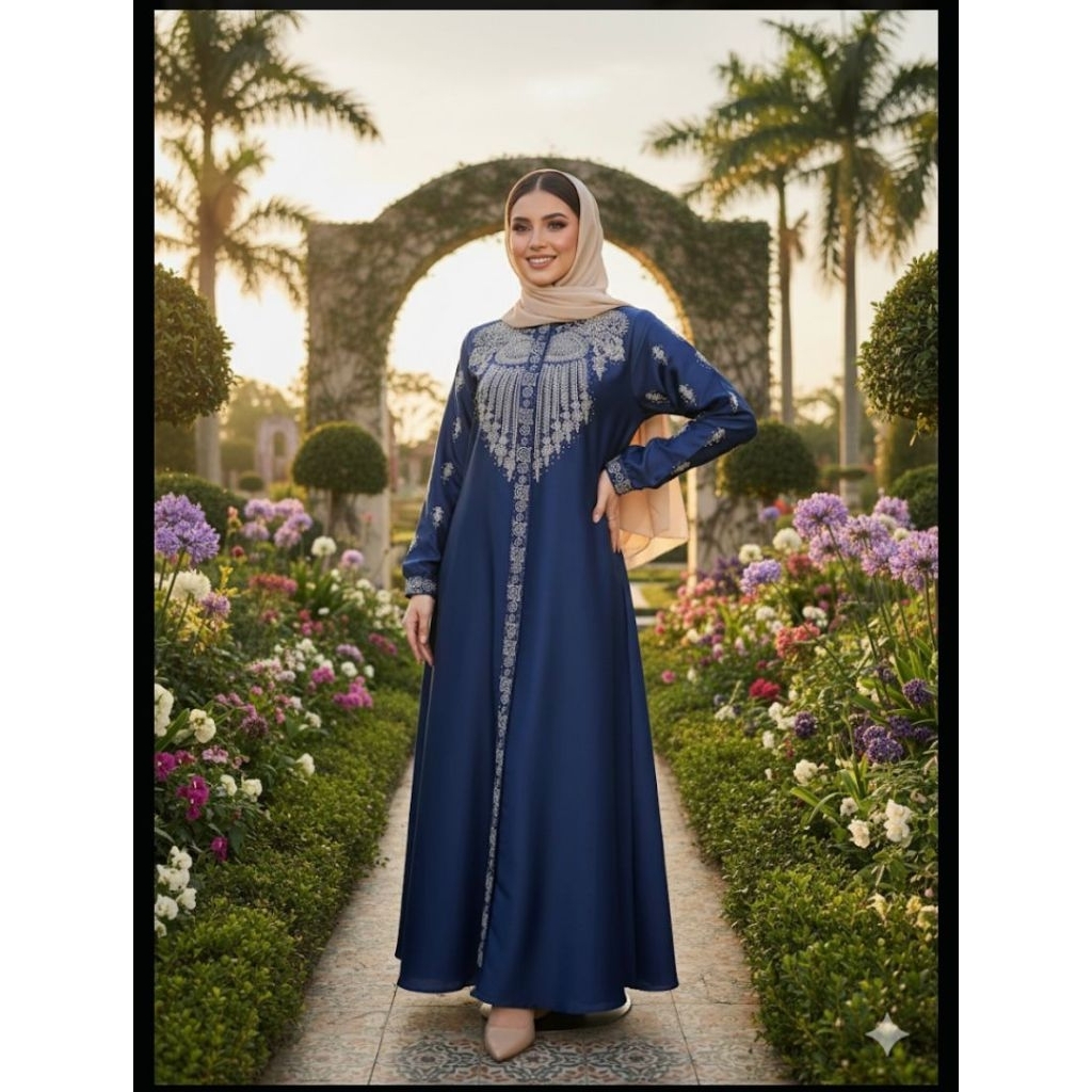 Fatihah Collection - Salwa Bordir - Gamis Mewah - Gamis Satin Kristal Bordir - Gamis Mewah Elegan - 