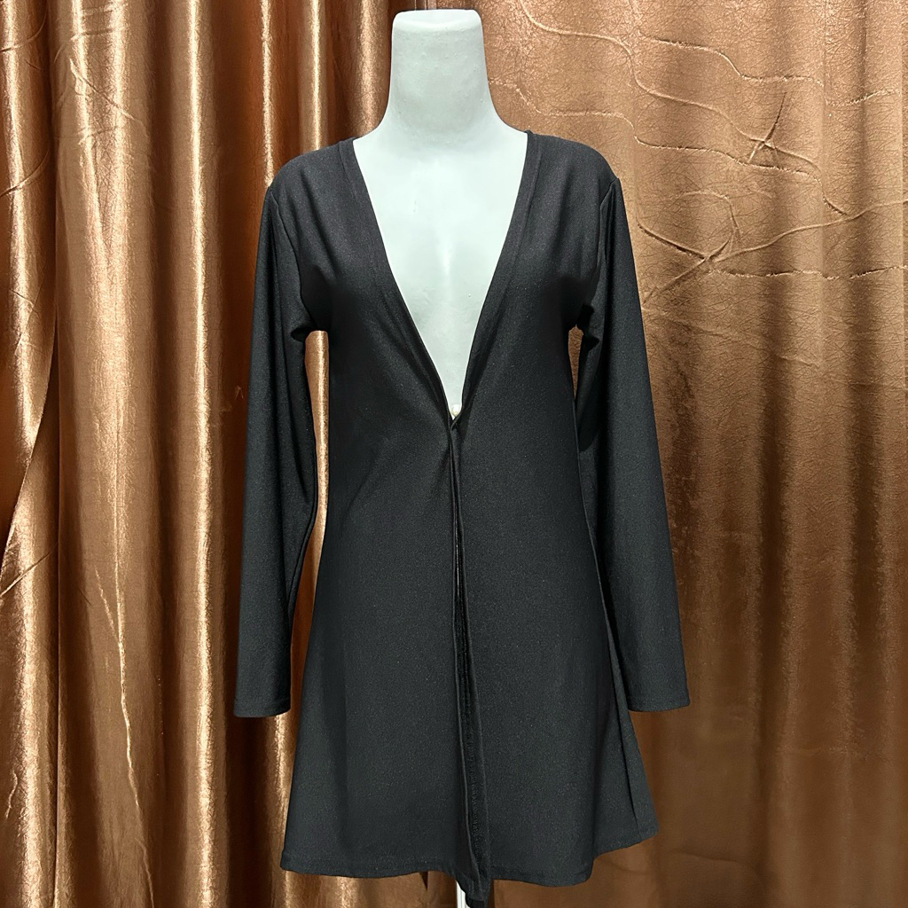 Blazer Scuba Hitam | Outer wanita warna hitam murah