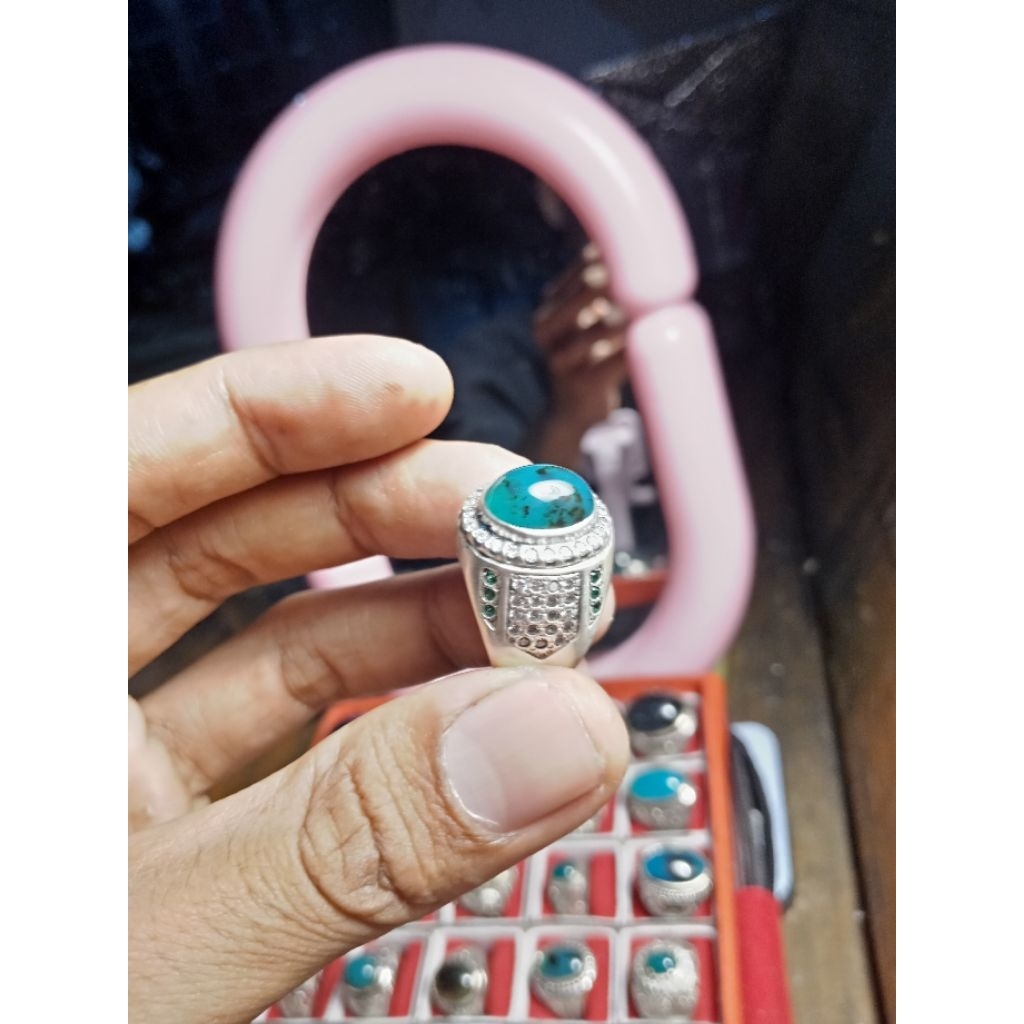 Bacan Coklat 13*11*7mm Ring Perak no 9