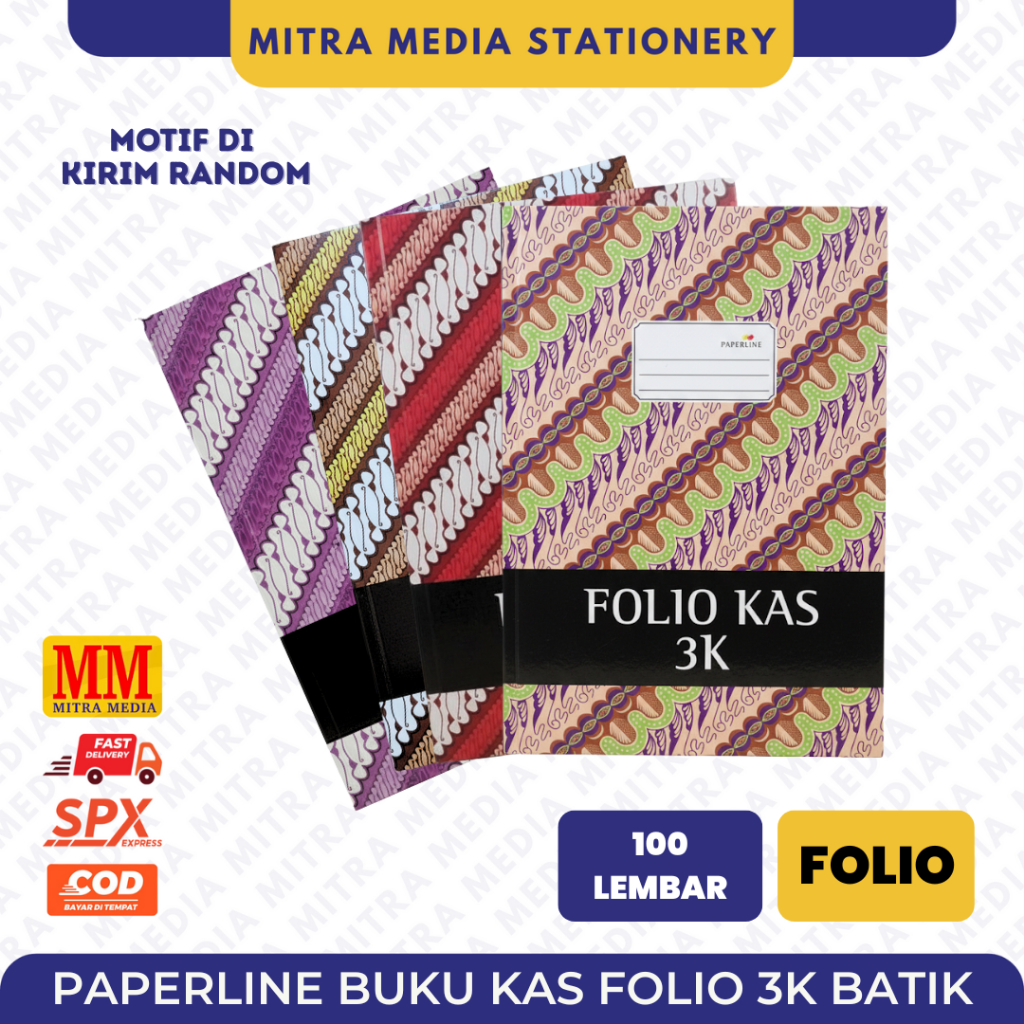 PAPERLINE Folio 100 Kas 3 Kolom / Buku Kas Folio Paperline / HARD COVER 100 LEMBAR