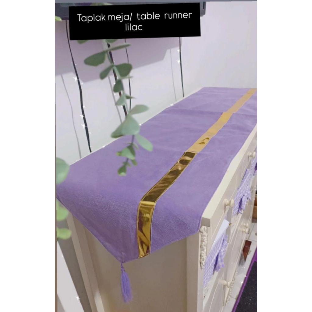 taplak meja ungu lilac handmade