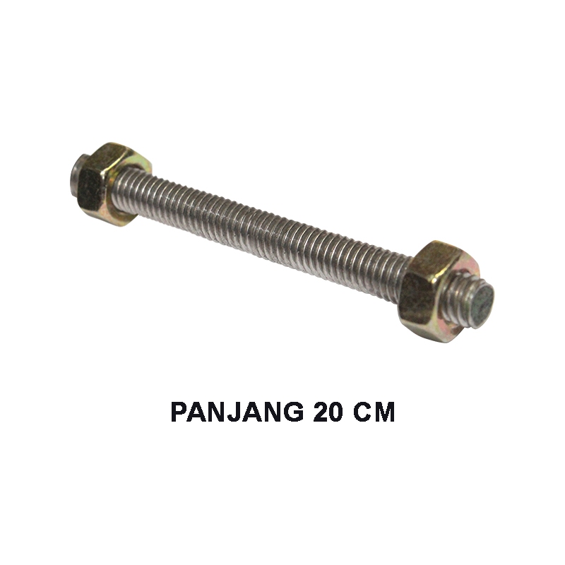 EELIC BED-M6STL Mix mur 6 mm 2 pcs Besi drat stainless steel baut ulir diameter 6mm x panjang 20CM 3