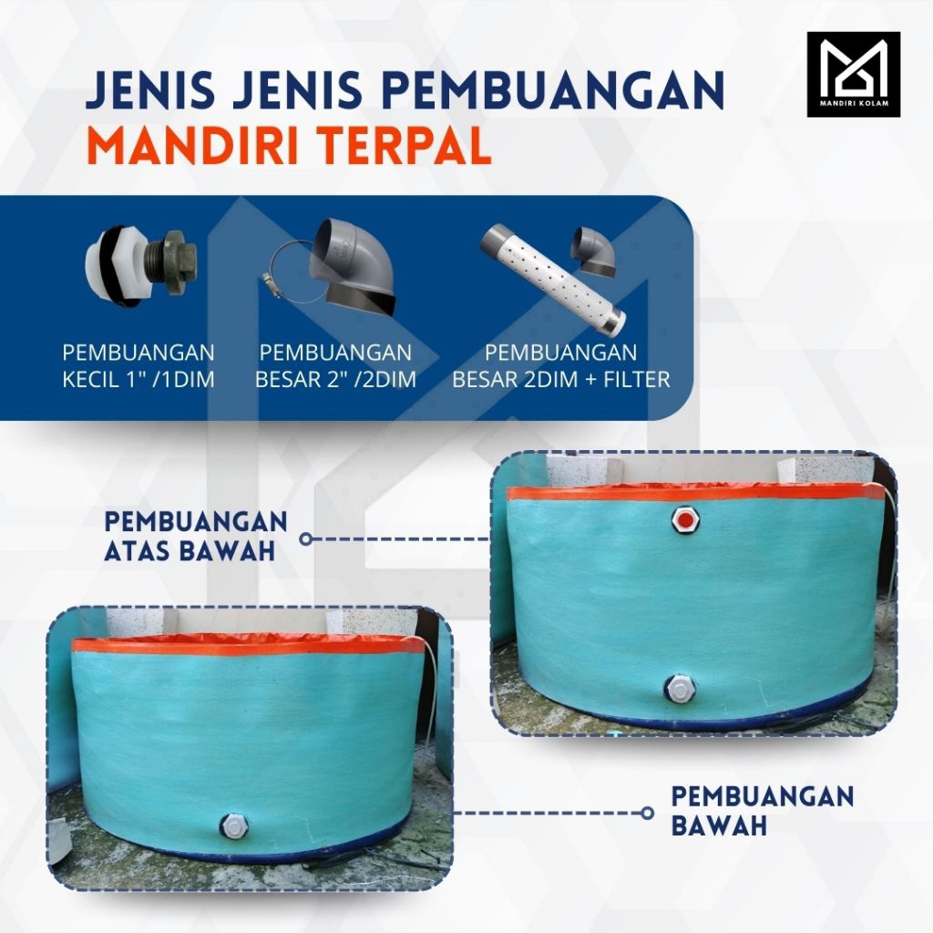 Saluran Pembuangan Kolam Terpal Mandiri | Pembuangan 1DIM - 2DIM + Filter | Drainase Kolam Ikan & Le