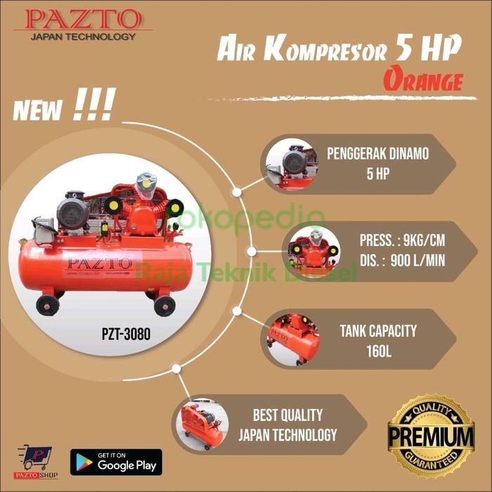 KOMPRESOR PAZTO 5 HP + PENGGERAK DINAMO 5HP TERBAIK ORIGINAL