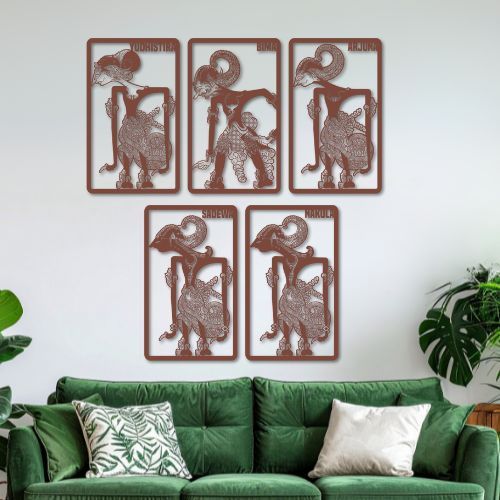 Kreasikayukuu Hiasan Dinding 3D Pandawa Lima Walldecor Wayang
