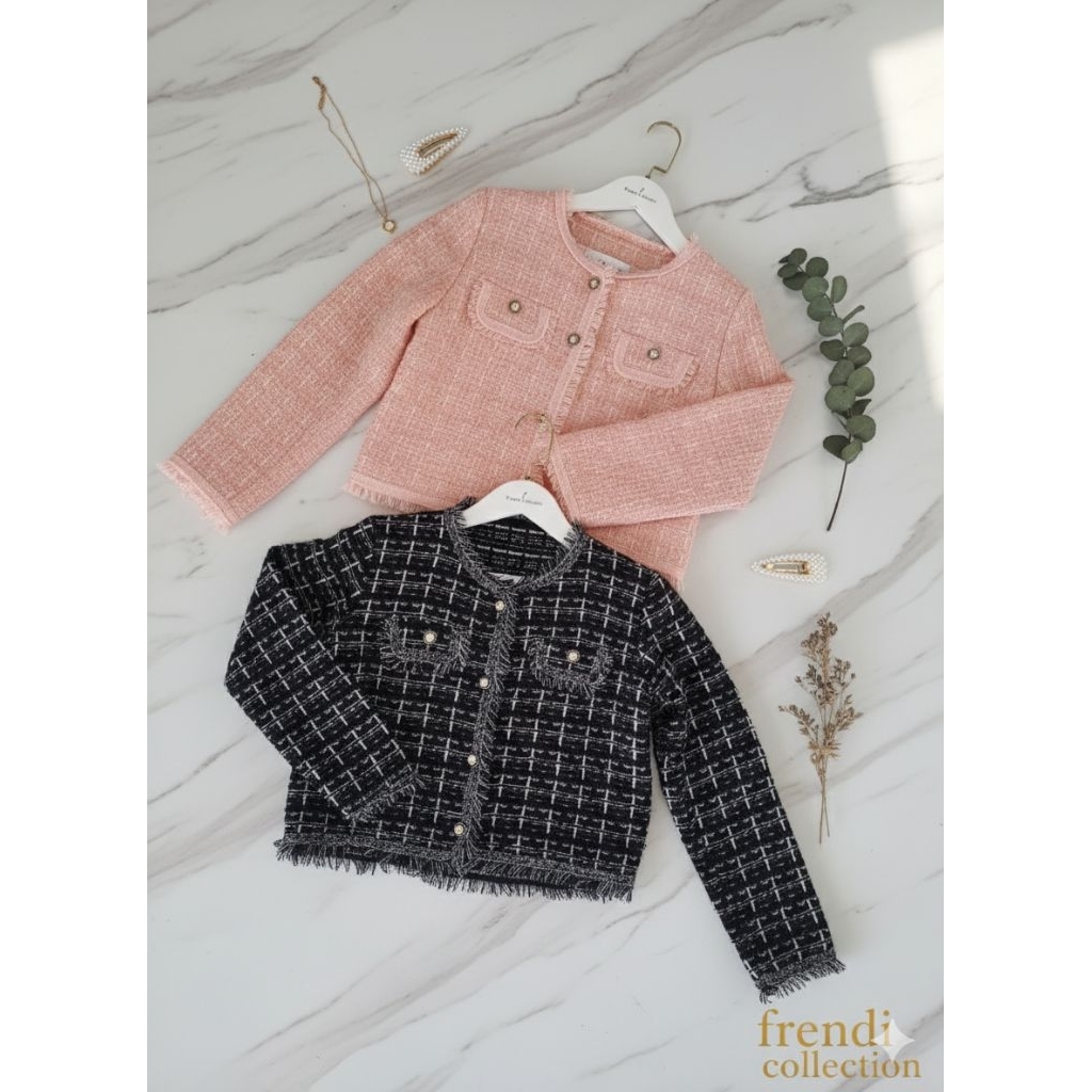 frendi collection | blazer tweed rajut premium wanita bkk, korea style