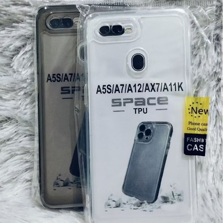 SILIKON OPPPO A5s / OPPO F9/ OPPO A12/OPPO A11K SOFT CASE SPACE HITAM BENING / PUTIH BENING + PROTEC