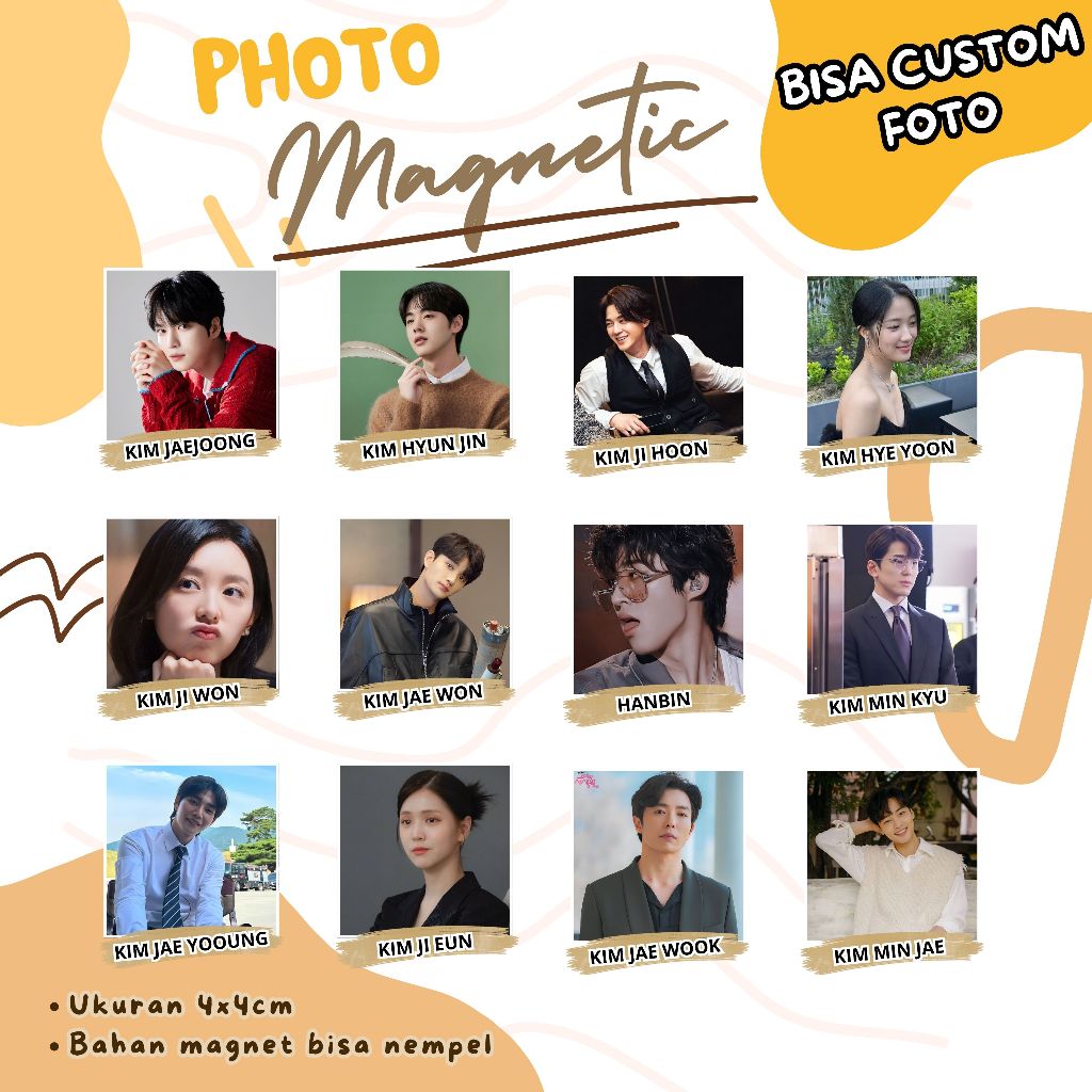 (BISA CUSTOM) FOTO MAGNETIC KPOP I KIM HAN BIN I KIM HYE YOON I KIM HYUN JIN I KIM JAE WON I KIM JAE