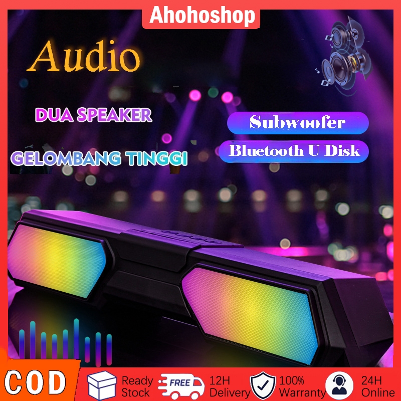 Bluetooth Speaker Soundbar Super Bass Robot 2 Speaker Tombol Music Game Wireless RGB Jovitech PC TV