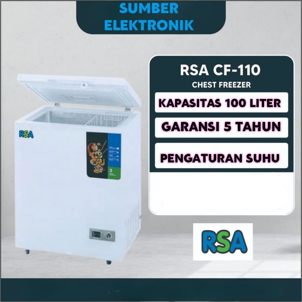 CHEST FREEZER RSA CF-100 KAPASITAS 100 LITER BERGARANSI RESMI