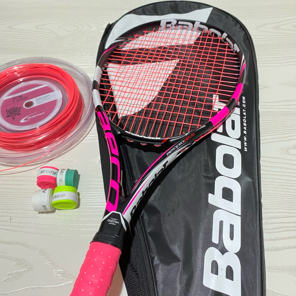 RAKET TENIS BABOLAT AERO PRO PINK FAIR LADY FULLSET PREMIUM IMPORT SIAP SMASH