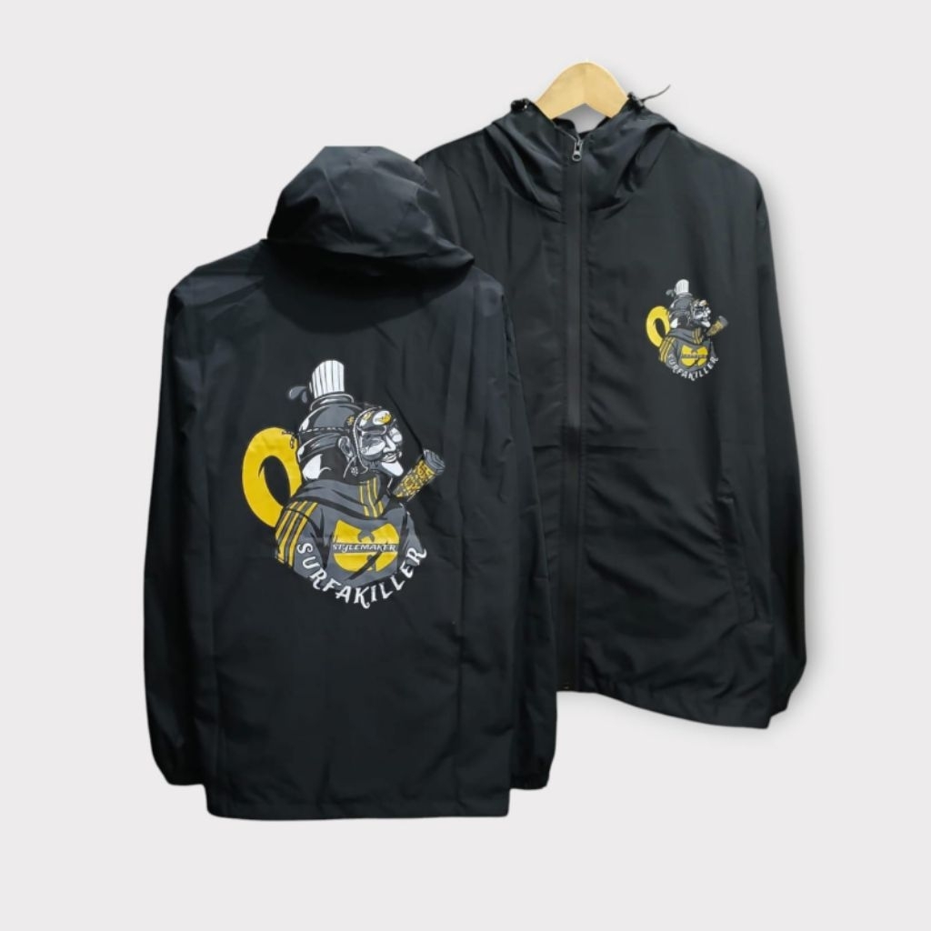 Surfakiller Jaket Parasut Windbreaker Hitam