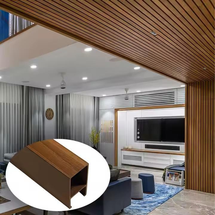 Kisi Kisi Plafon WPC Holo Motif Kayu Ceiling Bar Reng Plafon untuk Dekorasi Interior Rumah