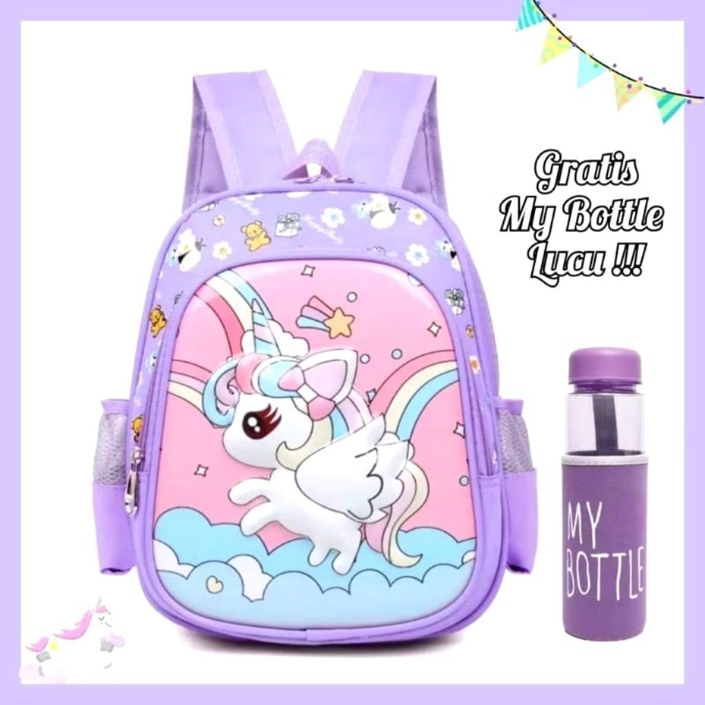 TAS RANSEL ANAK SEKOLAH MOTIF UNICORN RAINBOW TERBARU