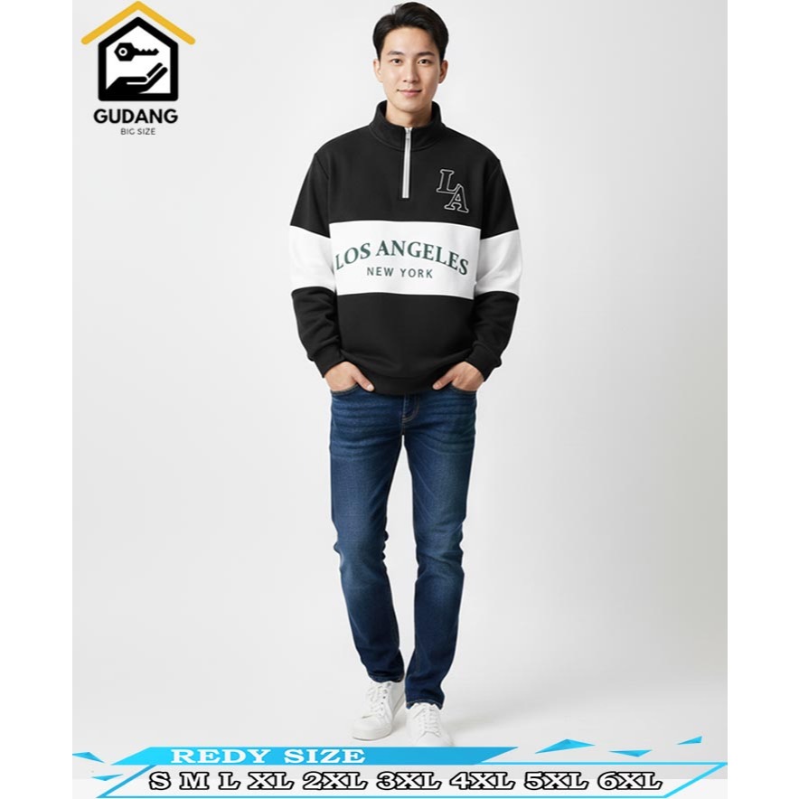 SWEATER HALF ZIP OVERSIZE S-6XL.SWEATER HALF ZIP HITAM