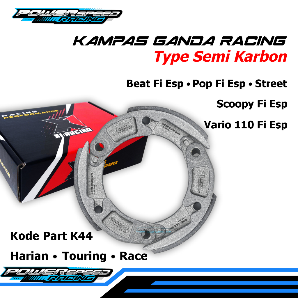 K44-X1 Racing SEMI KARBON Kampas Ganda Racing Beat X1 Racing Performance Kampas ganda Semi Karbon Ce