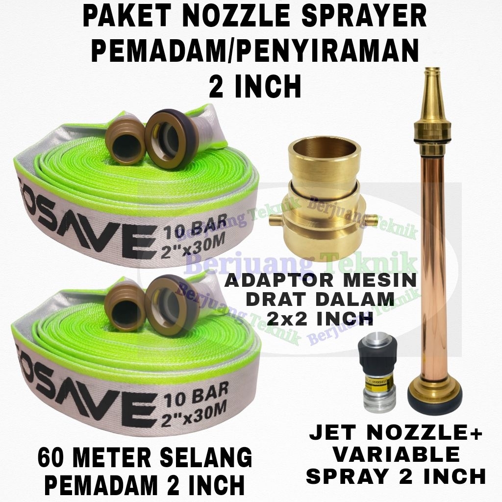 2 Inch Paket Nozzle Pemadam dan Selang Pemadam GOSAVE  dan Adaptor Pemadam