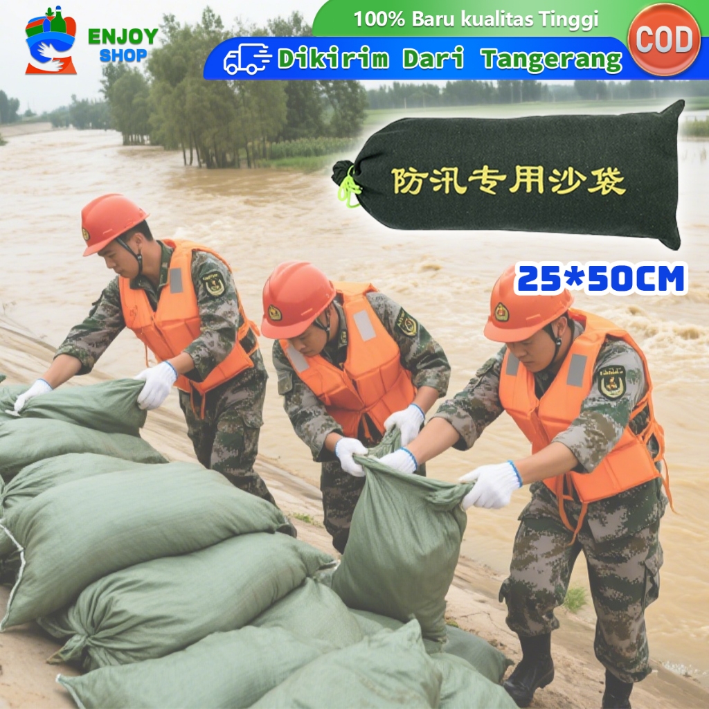 Karung Pasir Penahan Banjir 25x50cm Material Kuat Anti Bocor Untuk Keamanan Rumah Tangga