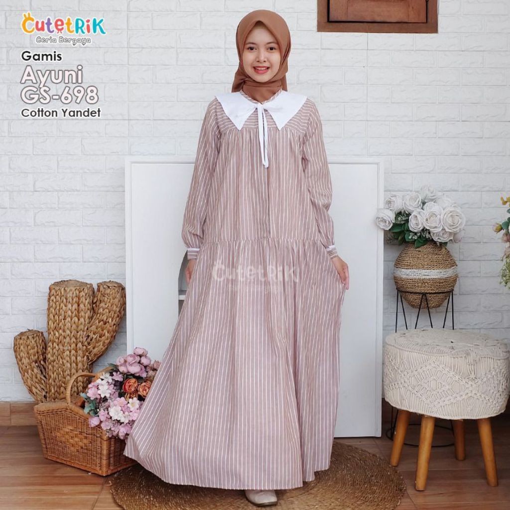 GAMIS MOTIF GARIS TERBARU CUTETRIK STRIPE KOREAN LOOKS UMUR 8 9 10 11 12 13 14 15 TAHUN - REMAJA GAM