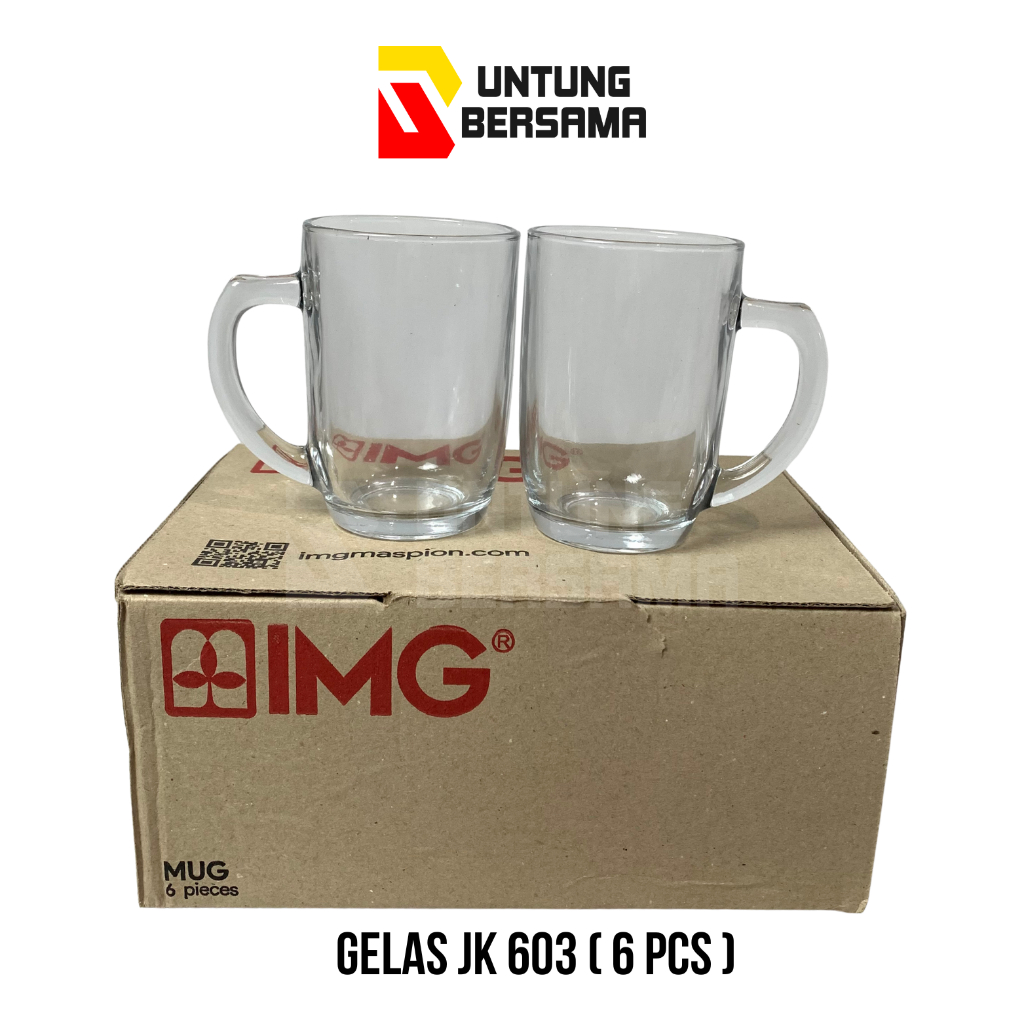 (6 PCS) GELAS KOPI KACA GAGANG JK-603 / GELAS KOPI/ GELAS GAGANG MURAH