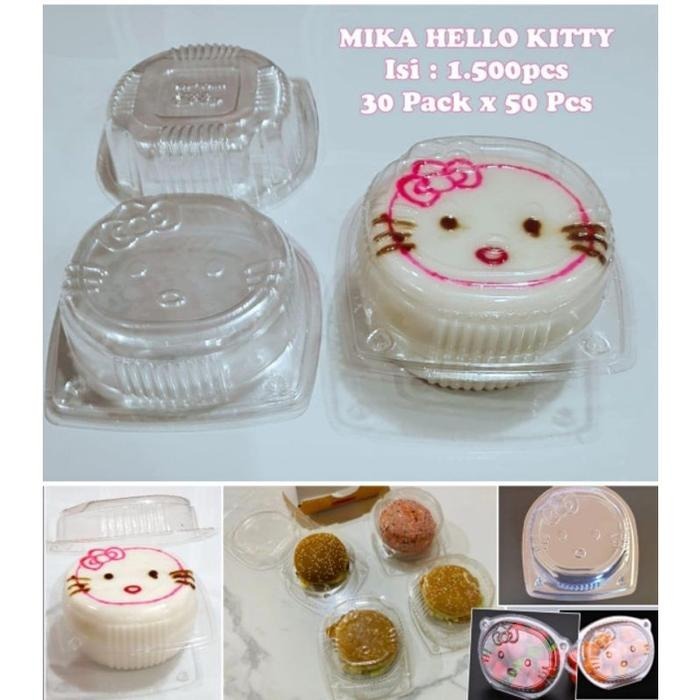MIKA BURGER PLASTIK MOTIF HELLOKITTY 50PCS, MIKA ROTI BURGER BULAT