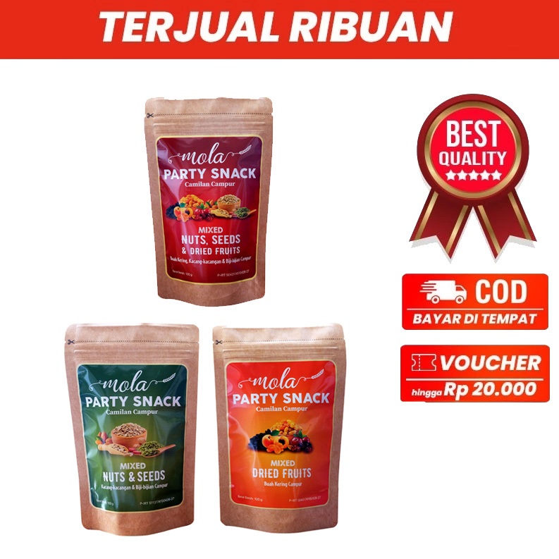 Mola Mixed Nuts & Seed, Mixed Dried Fruits, Mixed Nuts Seeds & Dried Fruits Mola Party Snack 2kk