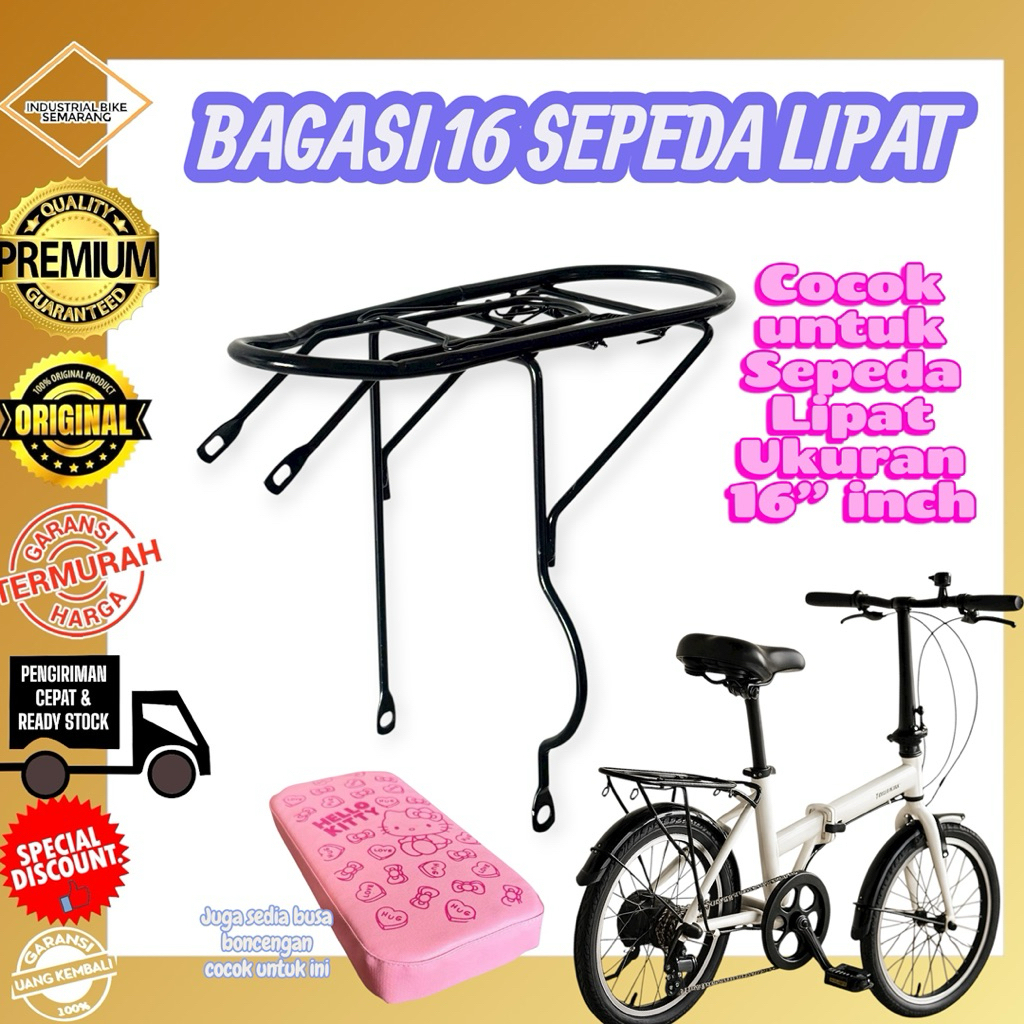 ( BAGASI SELI 16 AT ) Boncengan Rack Pannier Bahasi Belakang Sepeda Lipat 16 inch Rak Panier Rear