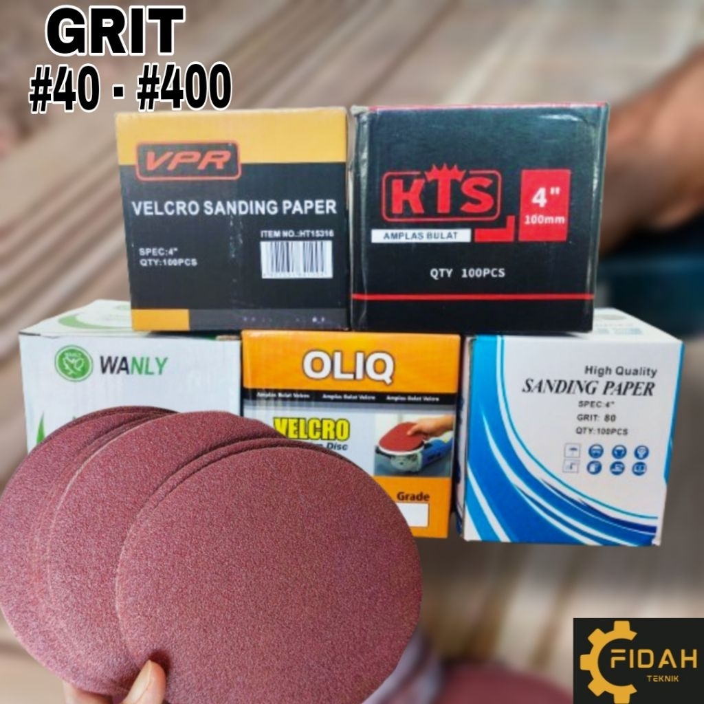 Amplas bulat Velcro [COD] 4 Inch Grit Grid 40 60 80 120 150 180 240 320 400 600 800 1000 2000