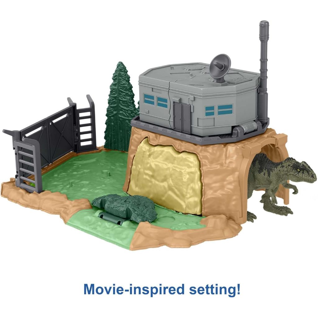 Mattel Jurassic World Dominion Minis Giganotosaurus Rampage Playset with 2 Mini Dinosaur Figures