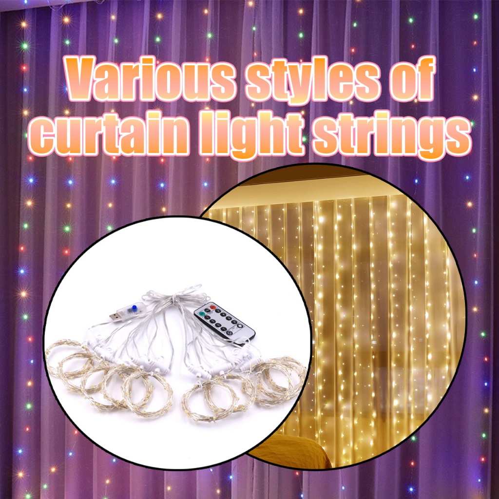 Lampu Tirai Dekorasi Tumblr Led Tirai Gorden lampu dekorasi Natal Tirai Panjang kristal Tirai