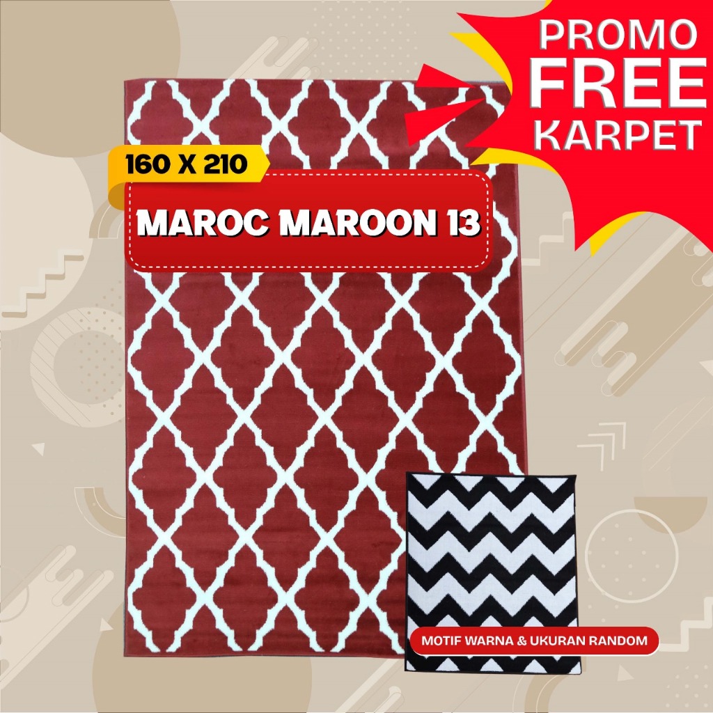 PROMO KARPET MAROC 160x210 MAROC MAROON 13 + FREE KARPET