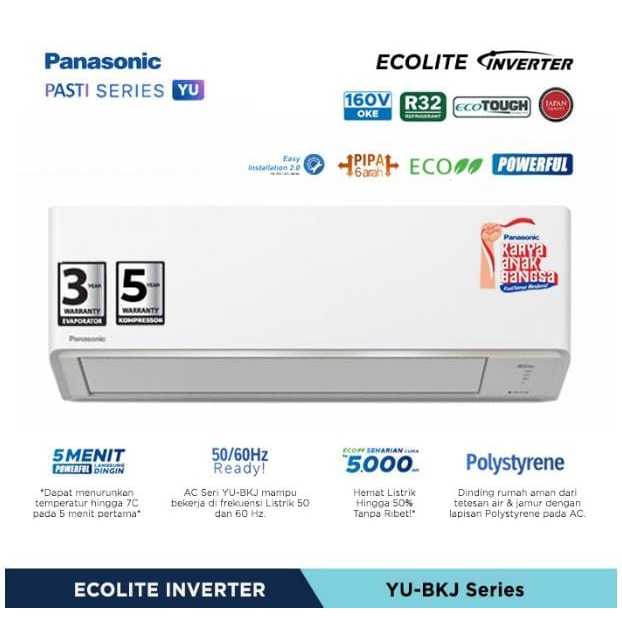 Panasonic AC Ecolite Inverter YU Series 1/2 PK - CS/CU-YU5BKJ
