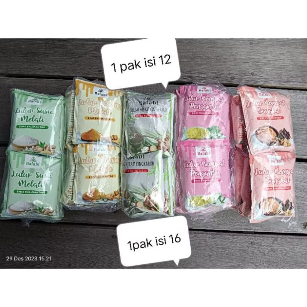 Risshop, isi 12 & 16 LULUR HAFABI KHAS KALIMANTAN/BANJAR, REMPAH PENGANTIN, SUSU MELATI, KUNING MELA