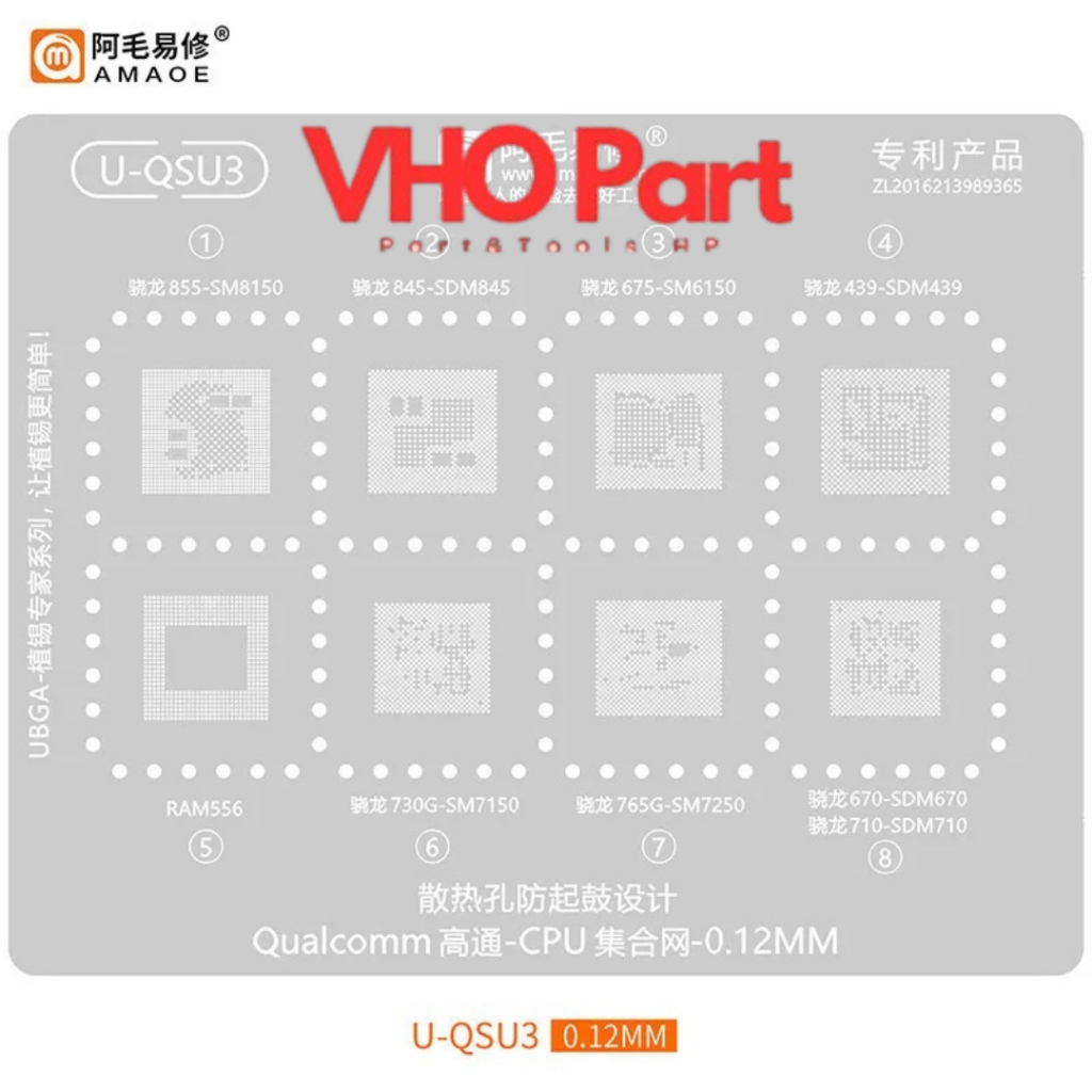 Cetakan IC Amaoe QUALCOMM Seri U-QSU3 U-QSU4 U-QSU5 U-QSU6