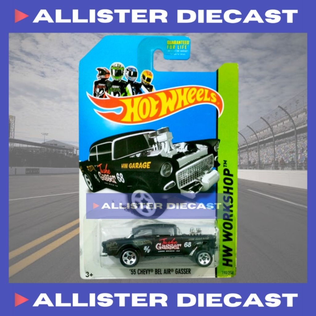 US CARD Hot Wheels 55 Chevy Bel Air Gasser Hitam Hotwheels 55 Chevy Bel Air Gasser Black HW Workshop