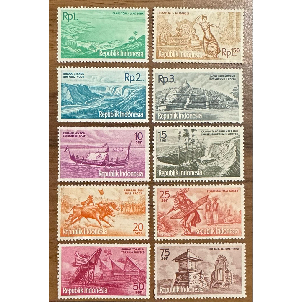 Prangko Kuno Set “Seri Pariwisata 1961” (Filateli)
