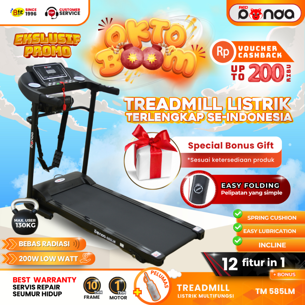 masri.damar - treadmill elektrik redpanda 585lm multifungsi lipat portable low watt fitness gym