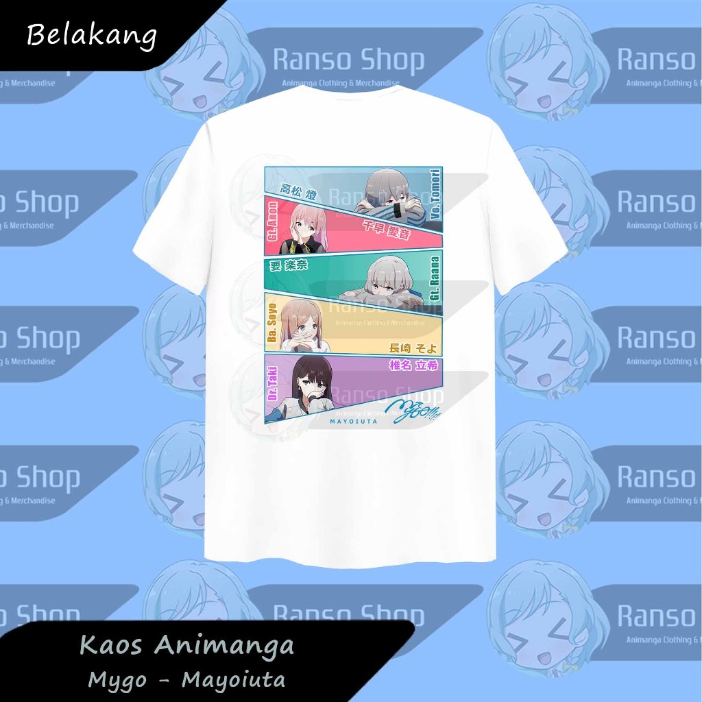 T-shirt Mygo Mayoiuta Bang Dream / Kaos Bang Dream Mygo Mayoiuta / Baju Maigo My Go Game Anime Manga
