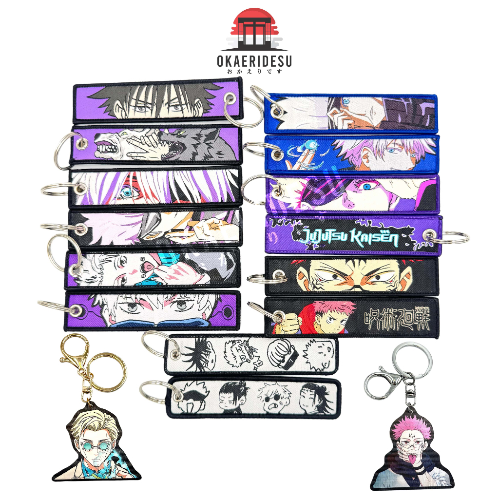 OKAERIDESU Keychain Anime Woven Bordir Akrilik 3D Jujutsu Kaisen - Gojo Sukuna Yuji Megumi Inumaki